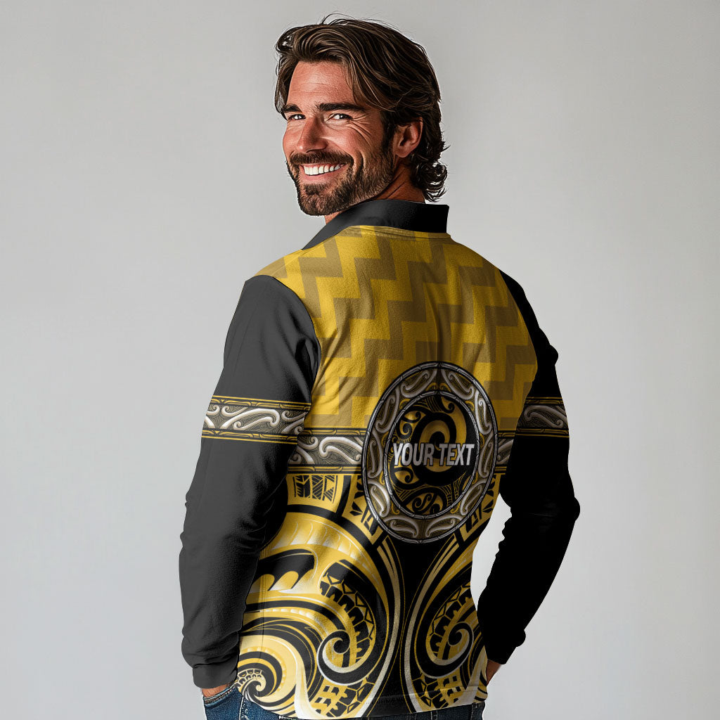 Aotearoa Ngati Whatua Personalised Long Sleeve Polo Shirt Maori Iwi Poutama Puhoro Tattoo