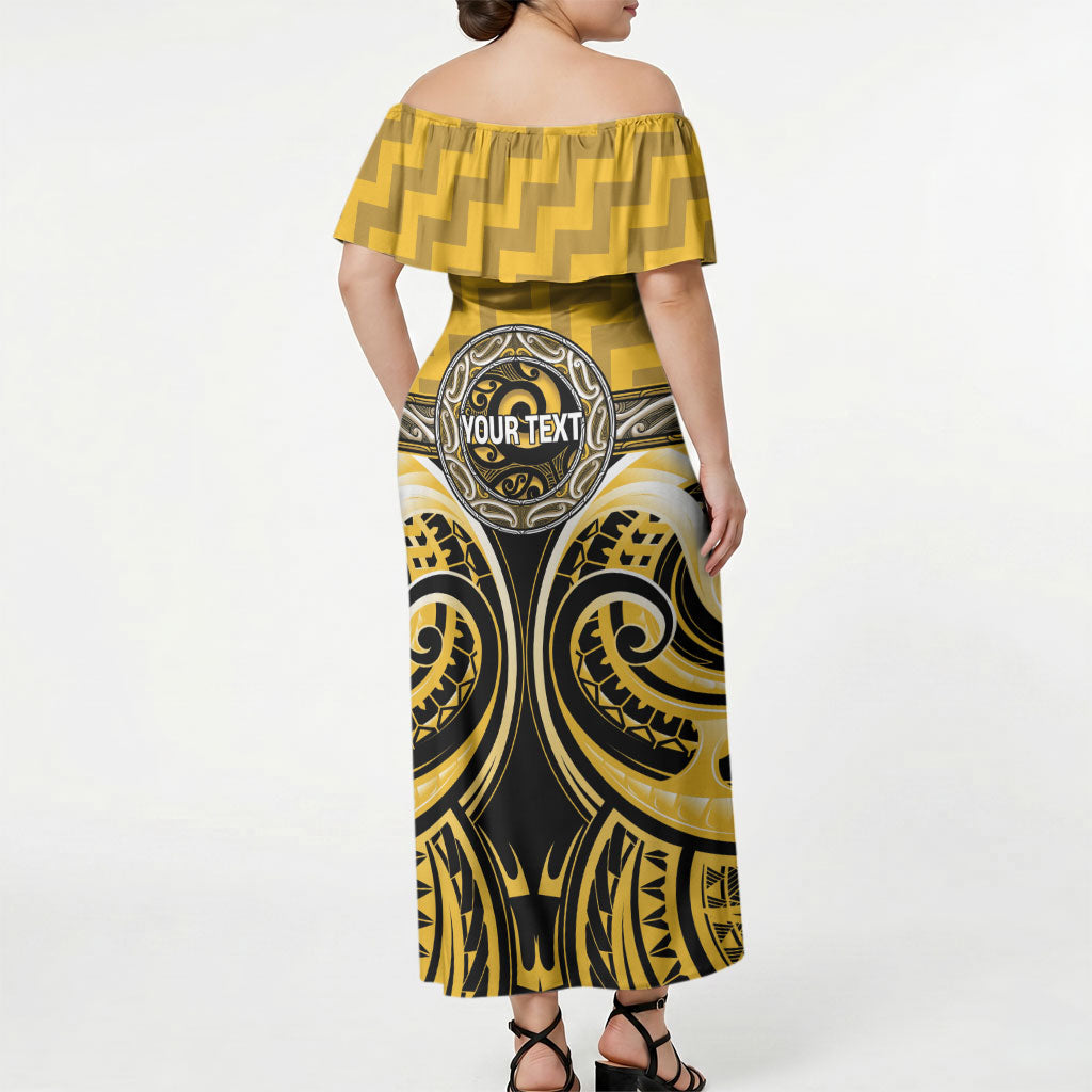 Aotearoa Ngati Whatua Personalised Off Shoulder Maxi Dress Maori Iwi Poutama Puhoro Tattoo