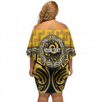 Aotearoa Ngati Whatua Personalised Off Shoulder Short Dress Maori Iwi Poutama Puhoro Tattoo