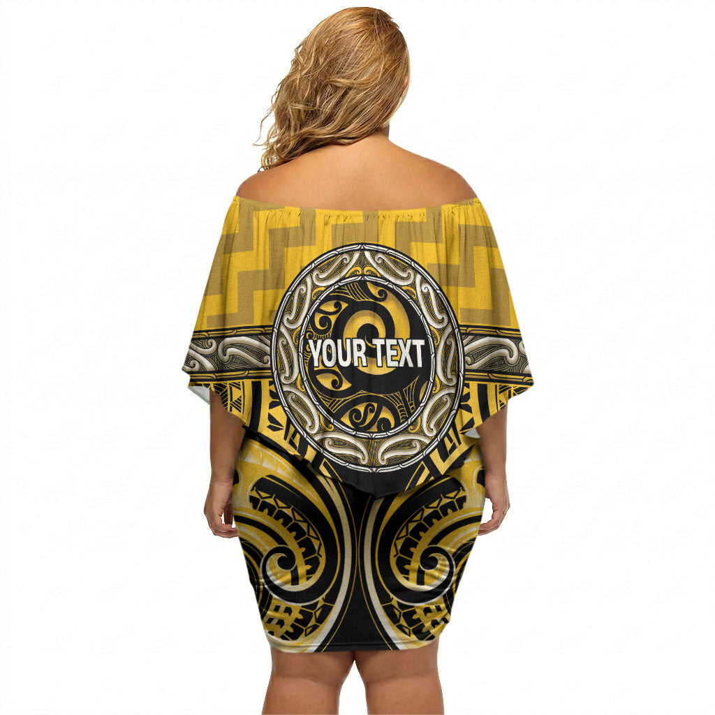 Aotearoa Ngati Whatua Personalised Off Shoulder Short Dress Maori Iwi Poutama Puhoro Tattoo