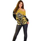Aotearoa Ngati Whatua Personalised Off Shoulder Sweater Maori Iwi Poutama Puhoro Tattoo