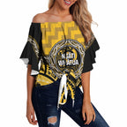 Aotearoa Ngati Whatua Personalised Off Shoulder Wrap Waist Top Maori Iwi Poutama Puhoro Tattoo