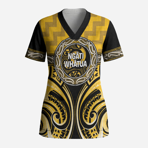 Aotearoa Ngati Whatua Personalised Scrub Top Maori Iwi Poutama Puhoro Tattoo