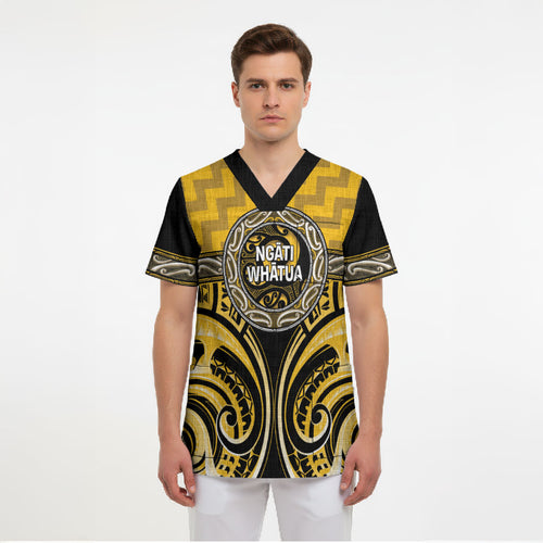 Aotearoa Ngati Whatua Personalised Scrub Top Maori Iwi Poutama Puhoro Tattoo