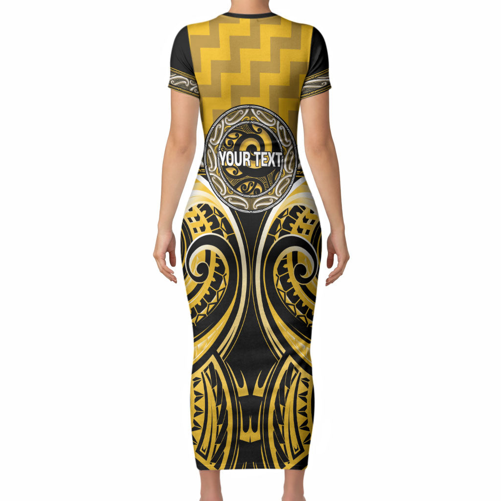 Aotearoa Ngati Whatua Personalised Short Sleeve Bodycon Dress Maori Iwi Poutama Puhoro Tattoo