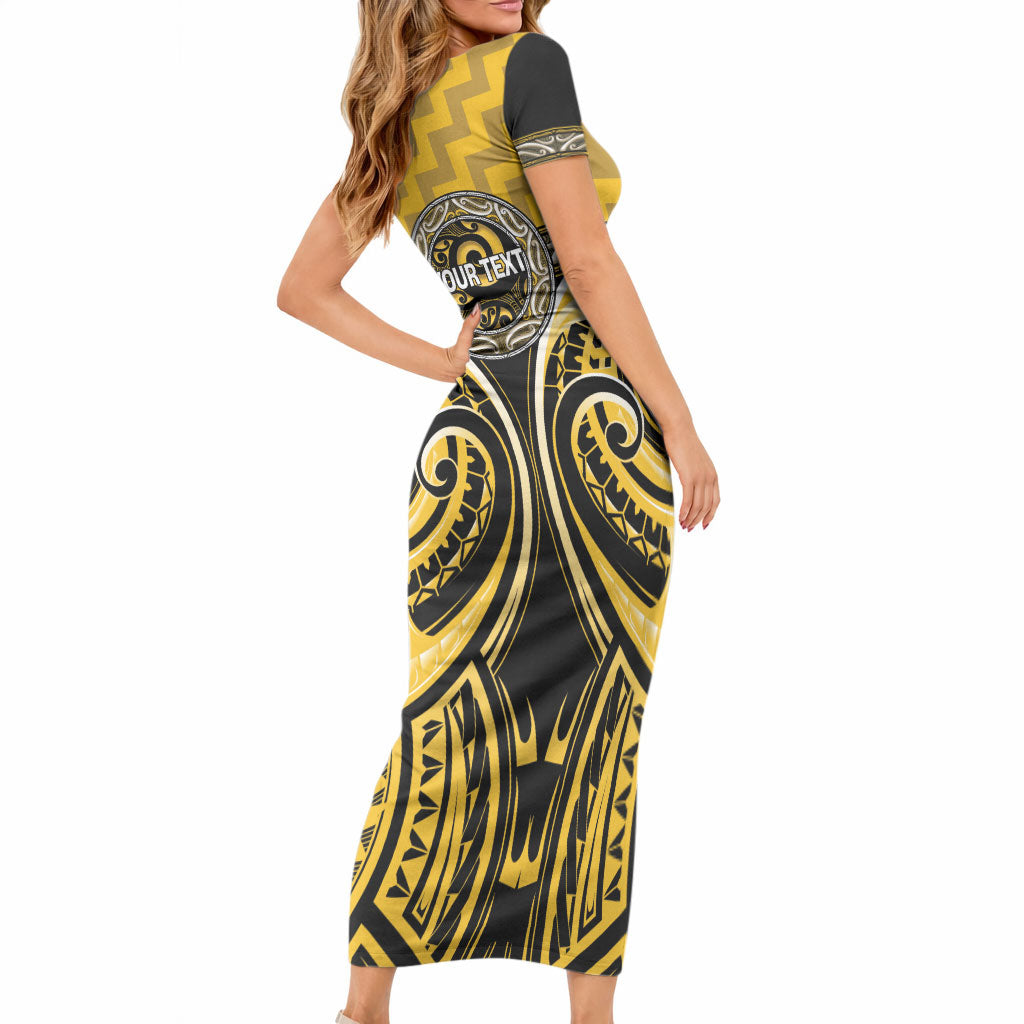 Aotearoa Ngati Whatua Personalised Short Sleeve Bodycon Dress Maori Iwi Poutama Puhoro Tattoo