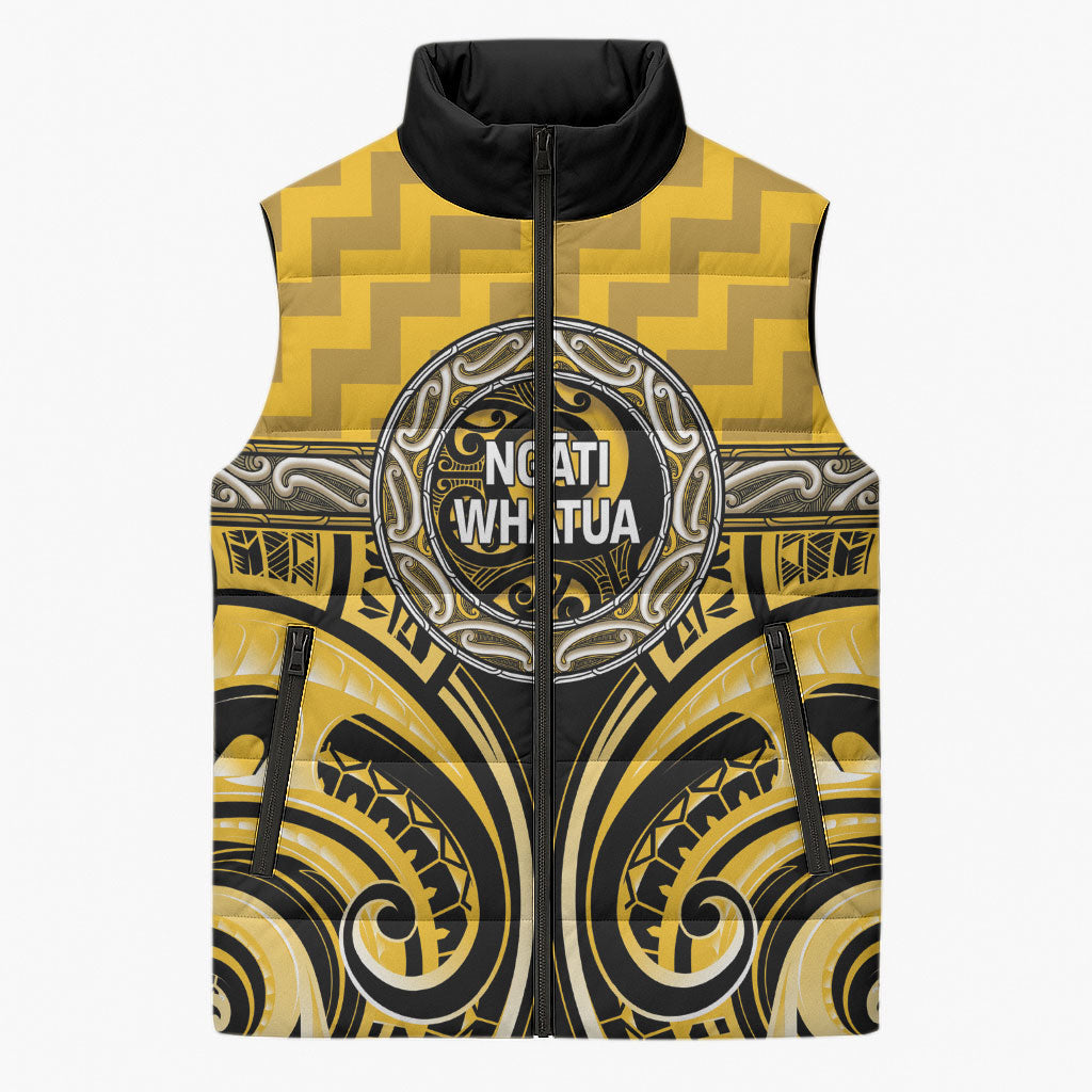 Aotearoa Ngati Whatua Personalised Sleeveless Puffer Jacket Maori Iwi Poutama Puhoro Tattoo