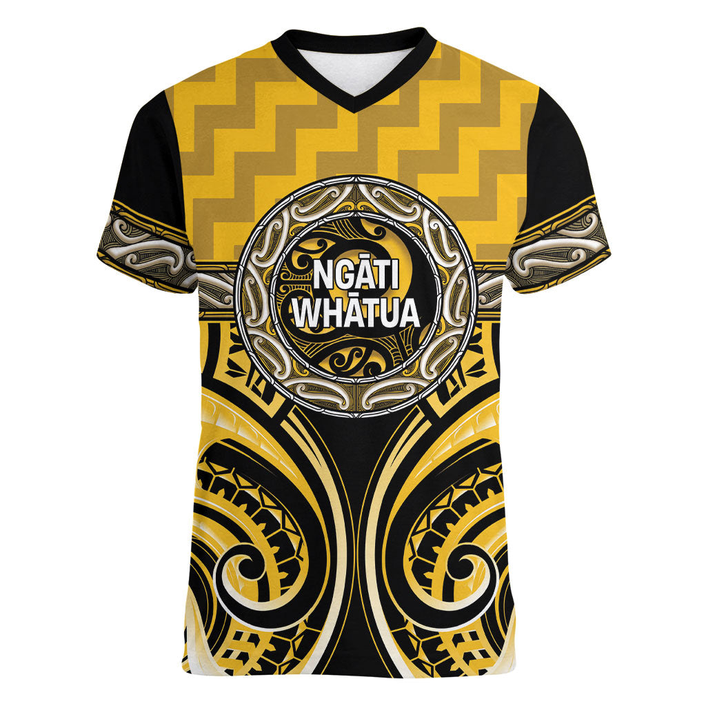 Aotearoa Ngati Whatua Personalised Women V-Neck T-Shirt Maori Iwi Poutama Puhoro Tattoo