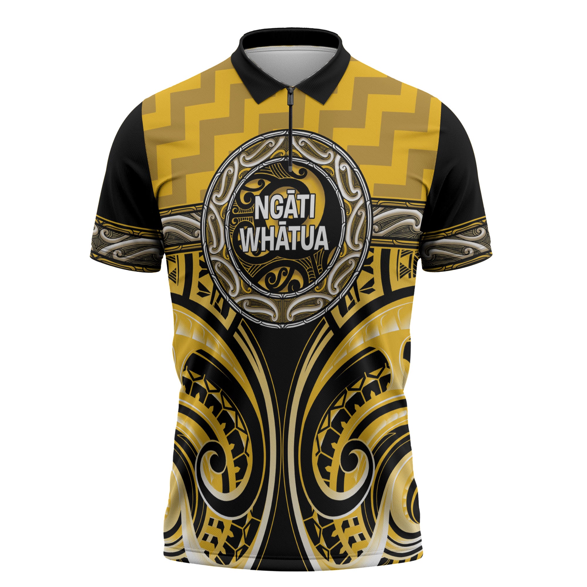 Aotearoa Ngati Whatua Personalised Zipper Polo Shirt Maori Iwi Poutama Puhoro Tattoo