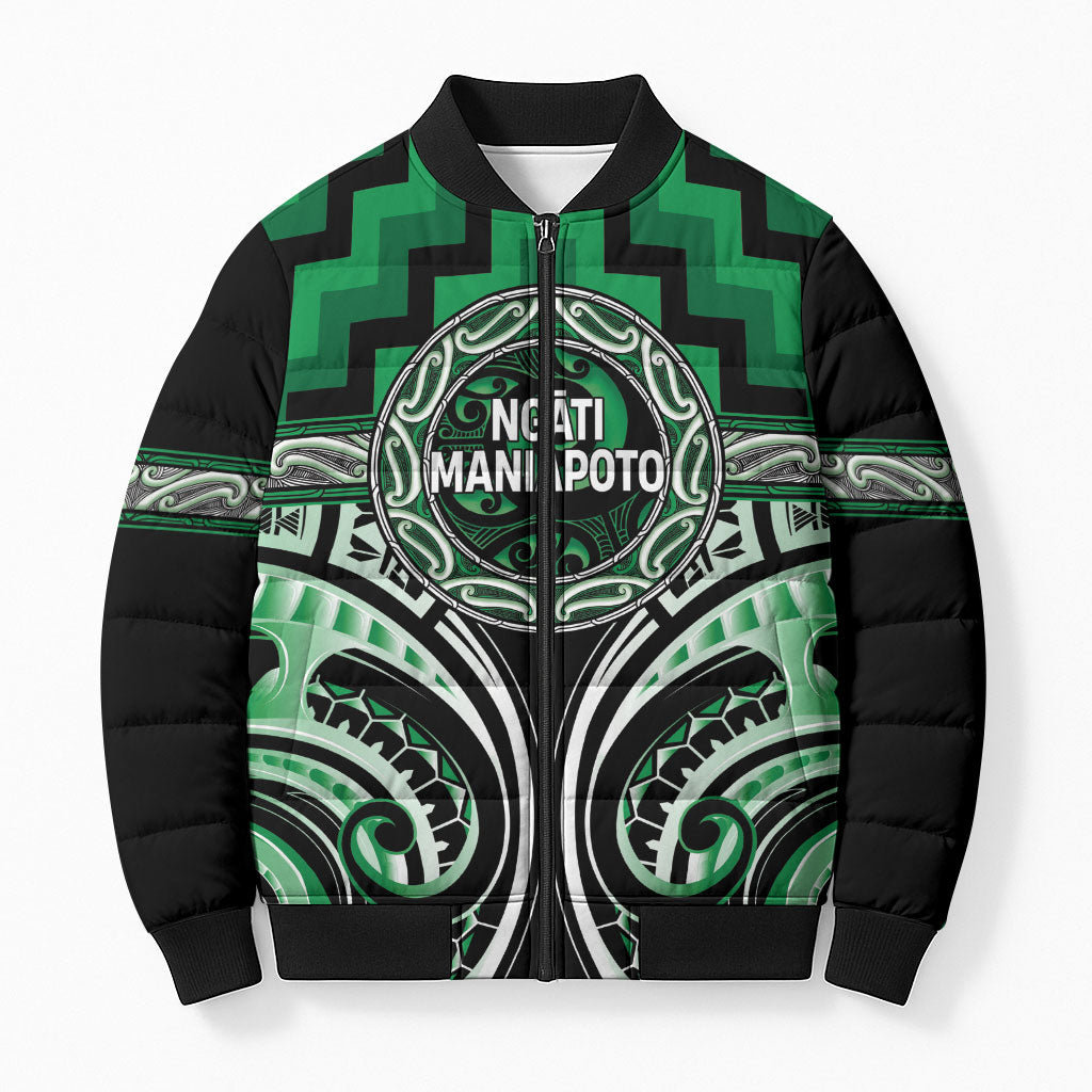 Aotearoa Ngati Maniapoto Personalised Bomber Puffer Jacket Maori Iwi Poutama Puhoro Tattoo