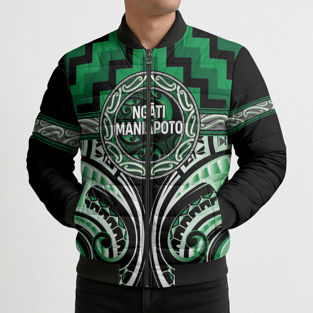 Aotearoa Ngati Maniapoto Personalised Bomber Puffer Jacket Maori Iwi Poutama Puhoro Tattoo