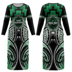 Aotearoa Ngati Maniapoto Personalised Couples Matching Long Sleeve Bodycon Dress and Hawaiian Shirt Maori Iwi Poutama Puhoro Tattoo