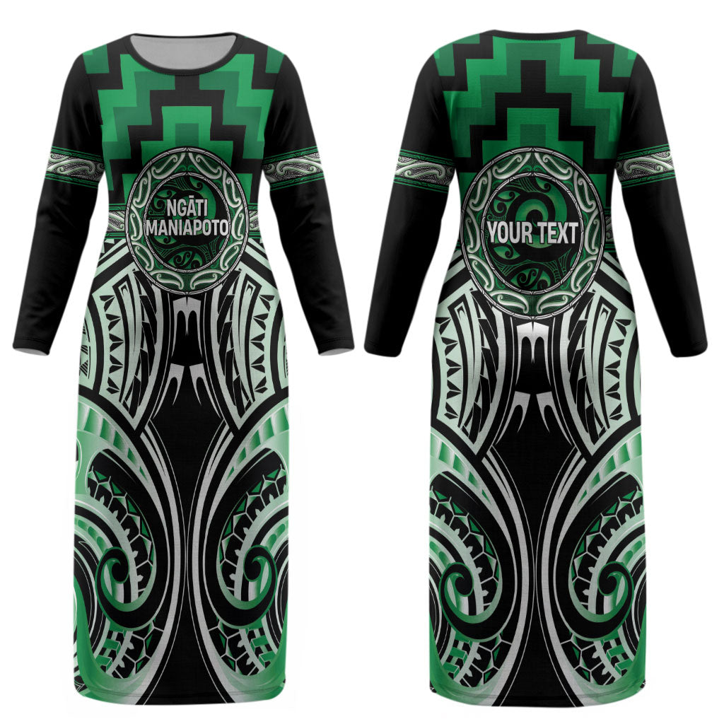 Aotearoa Ngati Maniapoto Personalised Couples Matching Long Sleeve Bodycon Dress and Hawaiian Shirt Maori Iwi Poutama Puhoro Tattoo