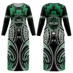 Aotearoa Ngati Maniapoto Personalised Couples Matching Long Sleeve Bodycon Dress and Long Sleeve Button Shirt Maori Iwi Poutama Puhoro Tattoo