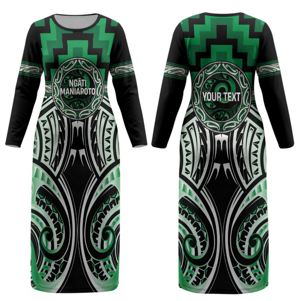 Aotearoa Ngati Maniapoto Personalised Couples Matching Long Sleeve Bodycon Dress and Long Sleeve Button Shirt Maori Iwi Poutama Puhoro Tattoo