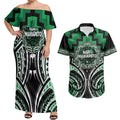Aotearoa Ngati Maniapoto Personalised Couples Matching Off Shoulder Maxi Dress and Hawaiian Shirt Maori Iwi Poutama Puhoro Tattoo