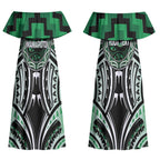 Aotearoa Ngati Maniapoto Personalised Couples Matching Off Shoulder Maxi Dress and Hawaiian Shirt Maori Iwi Poutama Puhoro Tattoo