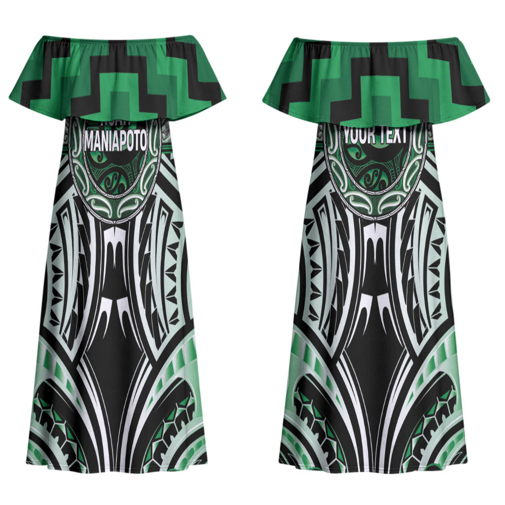 Aotearoa Ngati Maniapoto Personalised Couples Matching Off Shoulder Maxi Dress and Hawaiian Shirt Maori Iwi Poutama Puhoro Tattoo