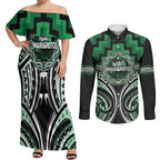 Aotearoa Ngati Maniapoto Personalised Couples Matching Off Shoulder Maxi Dress and Long Sleeve Button Shirt Maori Iwi Poutama Puhoro Tattoo
