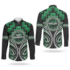Aotearoa Ngati Maniapoto Personalised Couples Matching Off Shoulder Maxi Dress and Long Sleeve Button Shirt Maori Iwi Poutama Puhoro Tattoo
