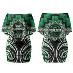 Aotearoa Ngati Maniapoto Personalised Couples Matching Off Shoulder Short Dress and Long Sleeve Button Shirt Maori Iwi Poutama Puhoro Tattoo