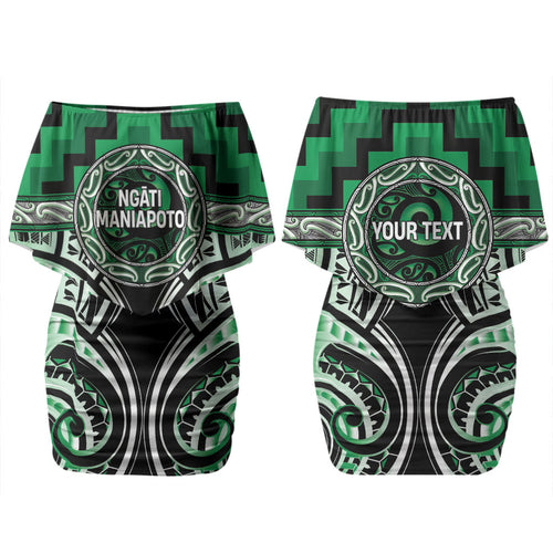 Aotearoa Ngati Maniapoto Personalised Couples Matching Off Shoulder Short Dress and Long Sleeve Button Shirt Maori Iwi Poutama Puhoro Tattoo