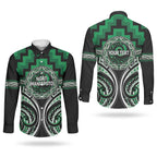 Aotearoa Ngati Maniapoto Personalised Couples Matching Puletasi and Long Sleeve Button Shirt Maori Iwi Poutama Puhoro Tattoo