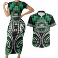 Aotearoa Ngati Maniapoto Personalised Couples Matching Short Sleeve Bodycon Dress and Hawaiian Shirt Maori Iwi Poutama Puhoro Tattoo