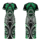 Aotearoa Ngati Maniapoto Personalised Couples Matching Short Sleeve Bodycon Dress and Hawaiian Shirt Maori Iwi Poutama Puhoro Tattoo