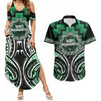 Aotearoa Ngati Maniapoto Personalised Couples Matching Summer Maxi Dress and Hawaiian Shirt Maori Iwi Poutama Puhoro Tattoo
