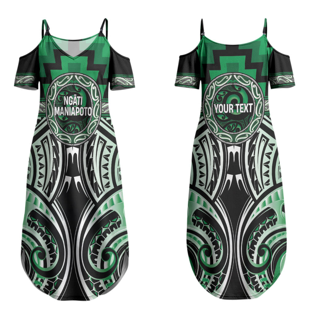 Aotearoa Ngati Maniapoto Personalised Couples Matching Summer Maxi Dress and Long Sleeve Button Shirt Maori Iwi Poutama Puhoro Tattoo