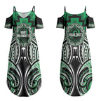 Aotearoa Ngati Maniapoto Personalised Couples Matching Summer Maxi Dress and Long Sleeve Button Shirt Maori Iwi Poutama Puhoro Tattoo