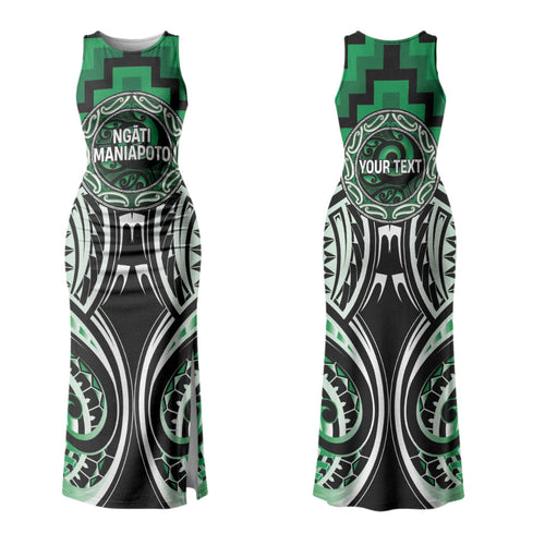 Aotearoa Ngati Maniapoto Personalised Couples Matching Tank Maxi Dress and Long Sleeve Button Shirt Maori Iwi Poutama Puhoro Tattoo
