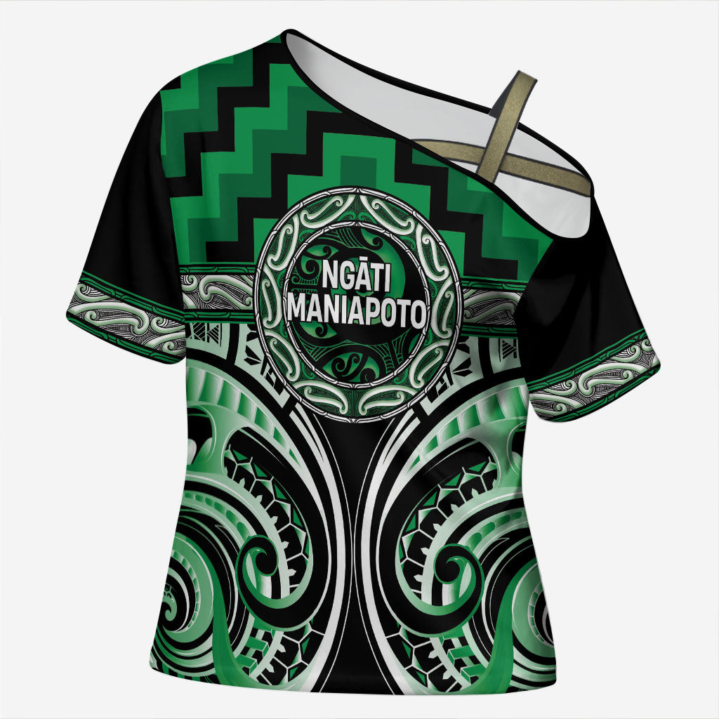 Aotearoa Ngati Maniapoto Personalised Cross Shoulder Shirt Maori Iwi Poutama Puhoro Tattoo