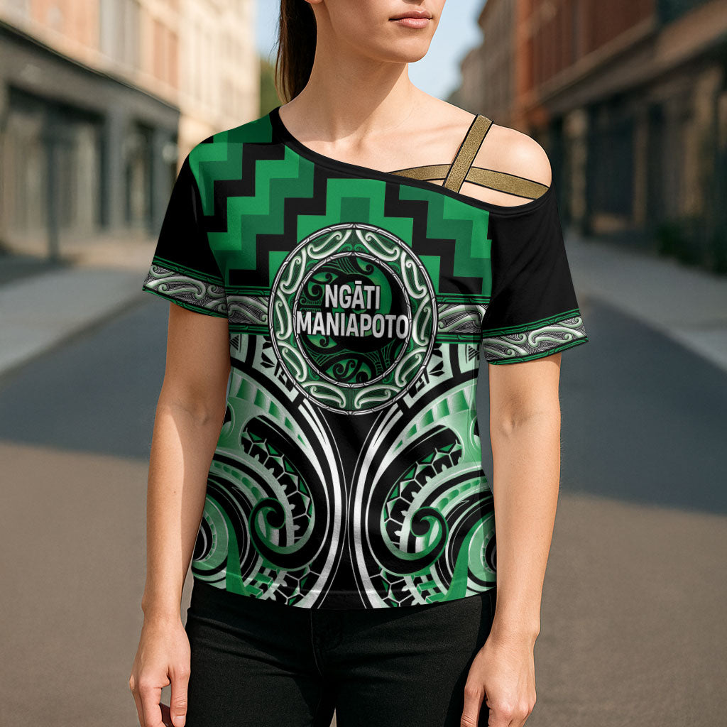 Aotearoa Ngati Maniapoto Personalised Cross Shoulder Shirt Maori Iwi Poutama Puhoro Tattoo