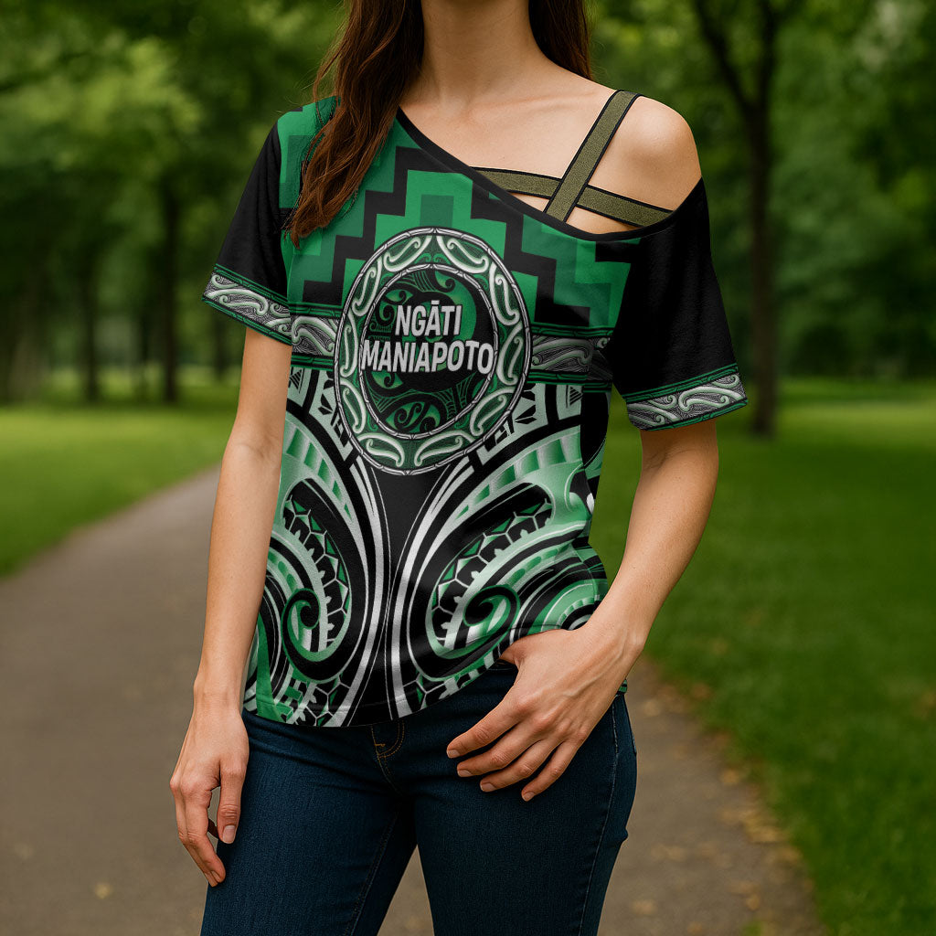 Aotearoa Ngati Maniapoto Personalised Cross Shoulder Shirt Maori Iwi Poutama Puhoro Tattoo
