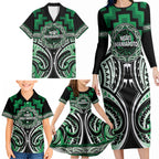 Aotearoa Ngati Maniapoto Personalised Family Matching Long Sleeve Bodycon Dress and Hawaiian Shirt Maori Iwi Poutama Puhoro Tattoo