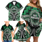 Aotearoa Ngati Maniapoto Personalised Family Matching Off Shoulder Short Dress and Hawaiian Shirt Maori Iwi Poutama Puhoro Tattoo