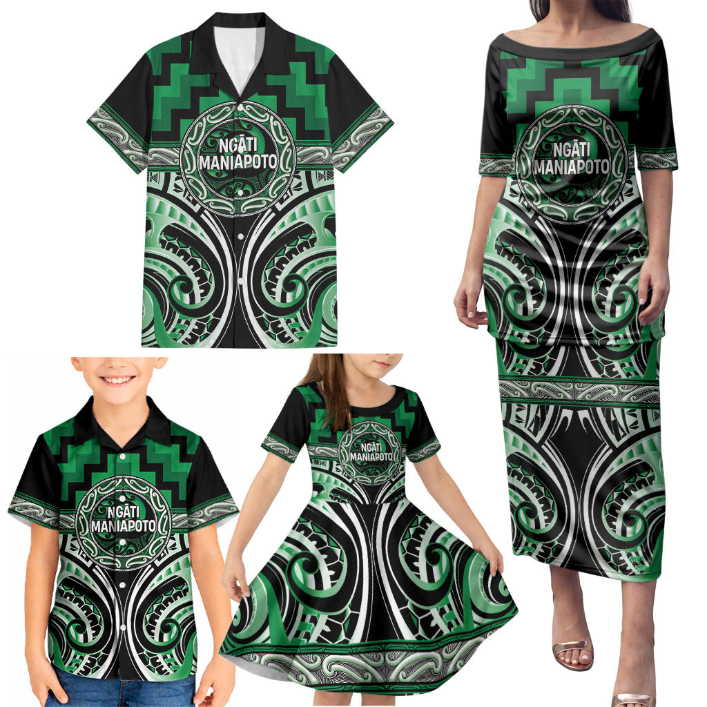 Aotearoa Ngati Maniapoto Personalised Family Matching Puletasi and Hawaiian Shirt Maori Iwi Poutama Puhoro Tattoo