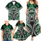 Aotearoa Ngati Maniapoto Personalised Family Matching Summer Maxi Dress and Hawaiian Shirt Maori Iwi Poutama Puhoro Tattoo