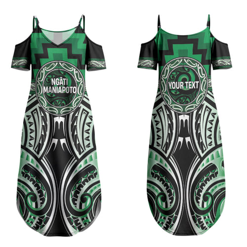 Aotearoa Ngati Maniapoto Personalised Family Matching Summer Maxi Dress and Hawaiian Shirt Maori Iwi Poutama Puhoro Tattoo