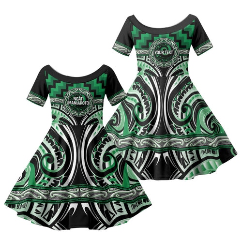 Aotearoa Ngati Maniapoto Personalised Family Matching Summer Maxi Dress and Hawaiian Shirt Maori Iwi Poutama Puhoro Tattoo