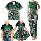 Aotearoa Ngati Maniapoto Personalised Family Matching Tank Maxi Dress and Hawaiian Shirt Maori Iwi Poutama Puhoro Tattoo