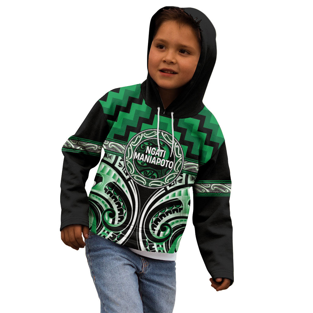 Aotearoa Ngati Maniapoto Personalised Kid Hoodie Maori Iwi Poutama Puhoro Tattoo