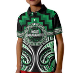 Aotearoa Ngati Maniapoto Personalised Kid Polo Shirt Maori Iwi Poutama Puhoro Tattoo
