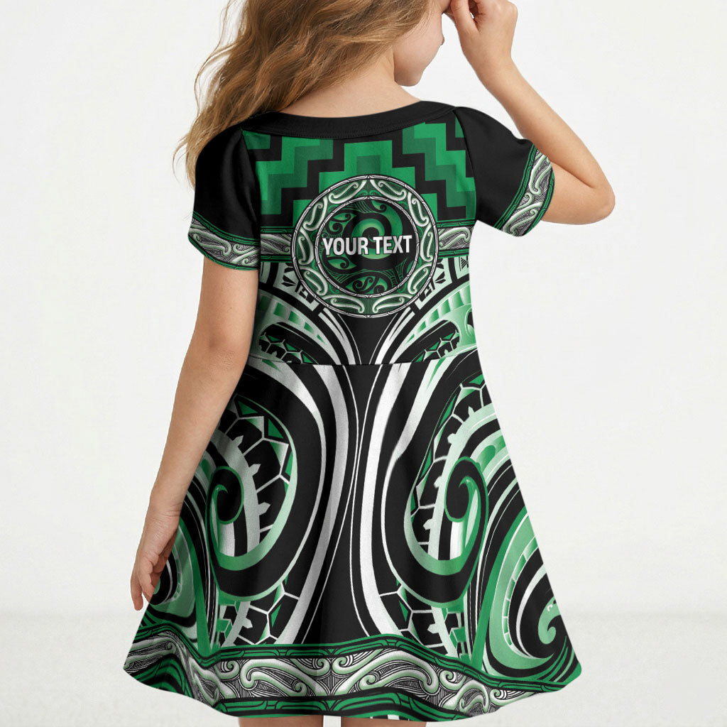 Aotearoa Ngati Maniapoto Personalised Kid Short Sleeve Dress Maori Iwi Poutama Puhoro Tattoo