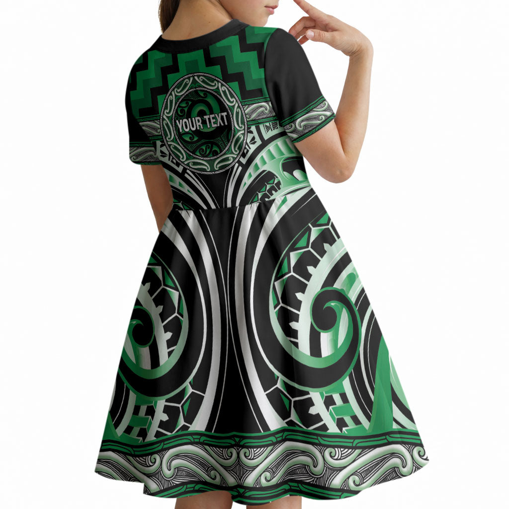 Aotearoa Ngati Maniapoto Personalised Kid Short Sleeve Dress Maori Iwi Poutama Puhoro Tattoo