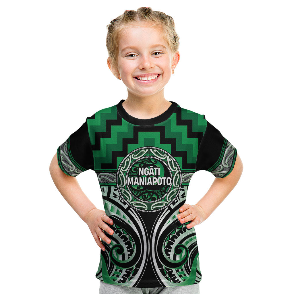 Aotearoa Ngati Maniapoto Personalised Kid T Shirt Maori Iwi Poutama Puhoro Tattoo