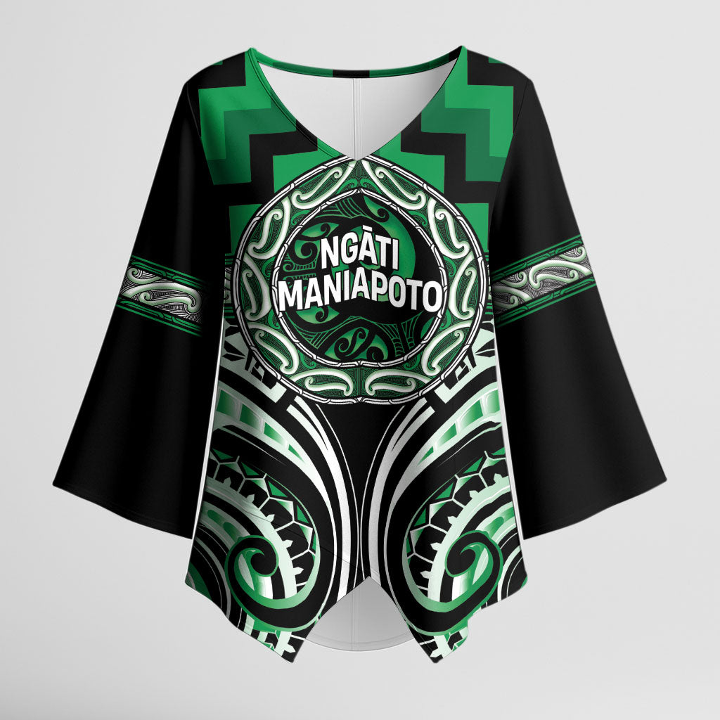 Aotearoa Ngati Maniapoto Personalised Kimono Sleeve Blouse Maori Iwi Poutama Puhoro Tattoo