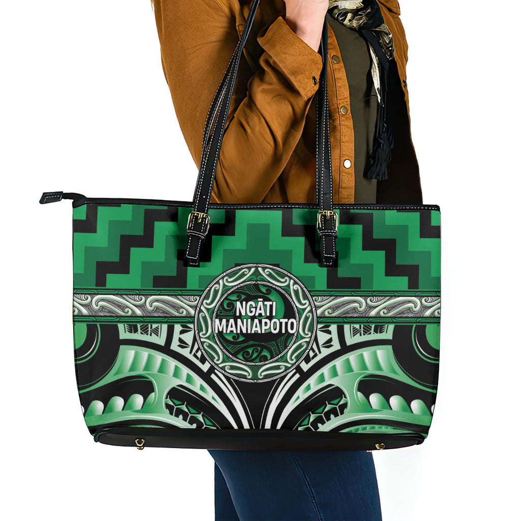 Aotearoa Ngati Maniapoto Leather Tote Bag Maori Iwi Poutama Puhoro Tattoo